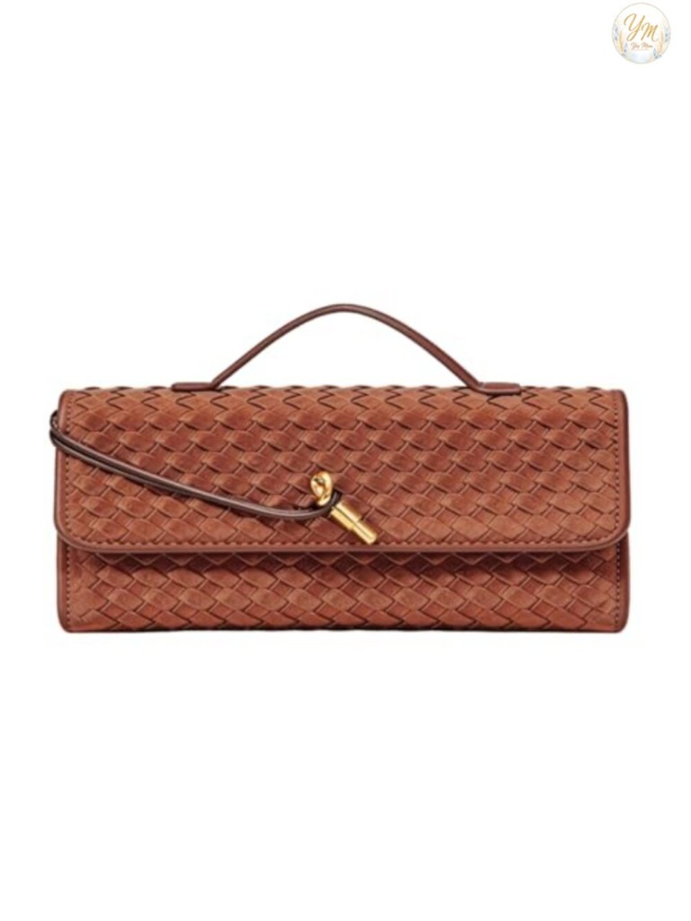 Suede Woven Evening Bag with Metal Buckle Crossbody Clutch Purse